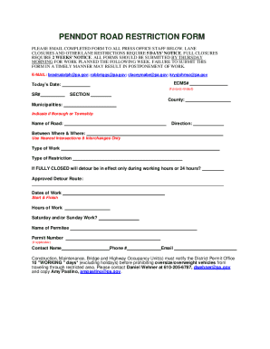 PennDOT Road Restriction Form