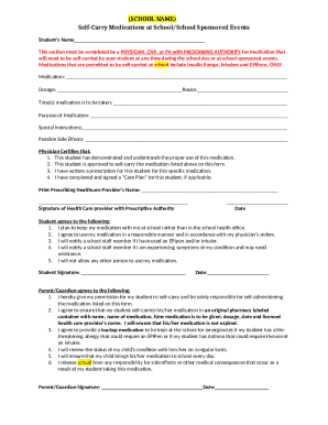 Self-Carry Medications at School Form