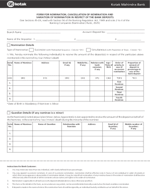 Kotak Mahindra Bank Nomination Form
