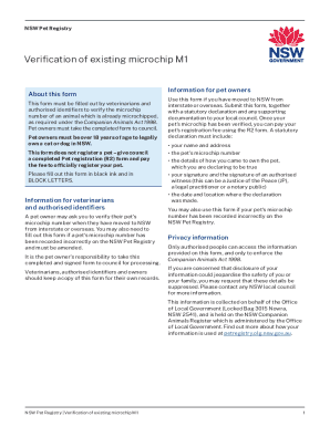 NSW Pet Registry Microchip Verification Form