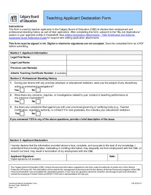 Teaching Applicant Declaration Form