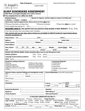 Sleep Disorders Assessment Form