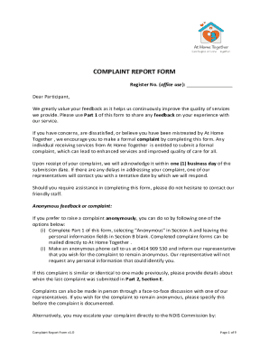 Complaint Report Form