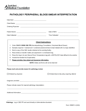 Pathology Peripheral Blood Smear Interpretation Form