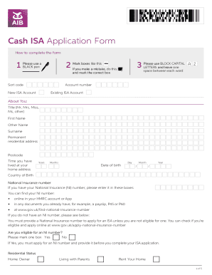UK Cash ISA Application Form