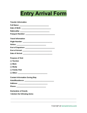 Entry Arrival Form