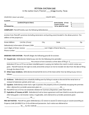 Texas Eviction Petition Form