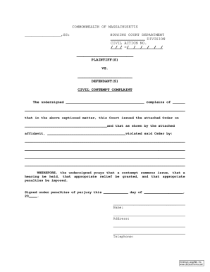 Civil Contempt Complaint Form