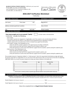 2026-2027 FAFSA Verification Worksheet