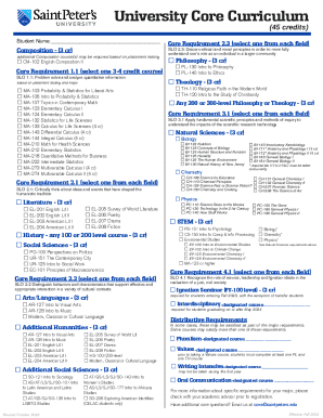 University Core Curriculum Form