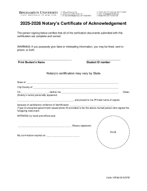 Notary’s Certificate of Acknowledgement