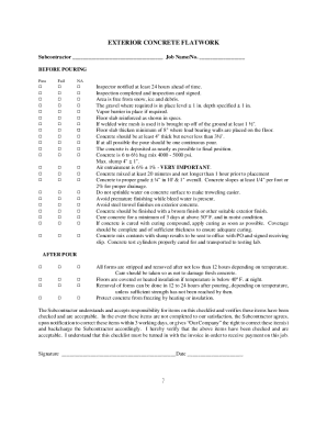 Exterior Concrete Flatwork Checklist