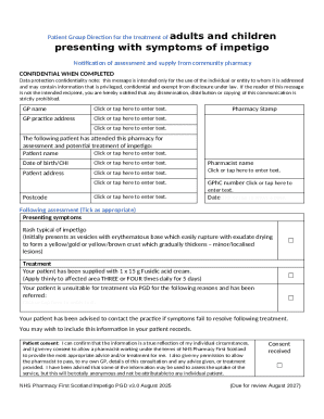 NHS Pharmacy First Scotland Impetigo PGD Form