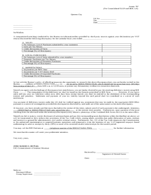 BIR Notice of Discrepancy