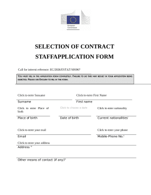 EU Staff Application Form