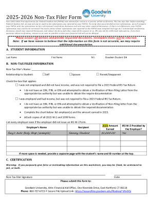 2025-2026 Non-Tax Filer Verification Form