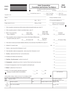 Utah Corporation Franchise and Income Tax Return