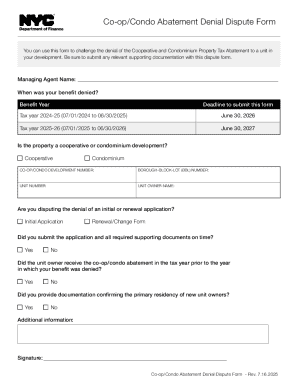Co-op/Condo Abatement Denial Dispute Form