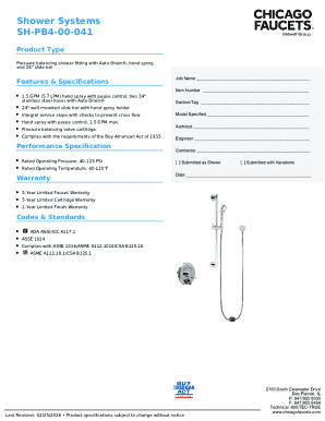 Chicago Faucets Shower System Specification