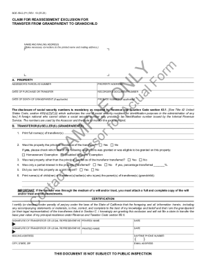 California Grandparent-Grandchild Reassessment Exclusion Form