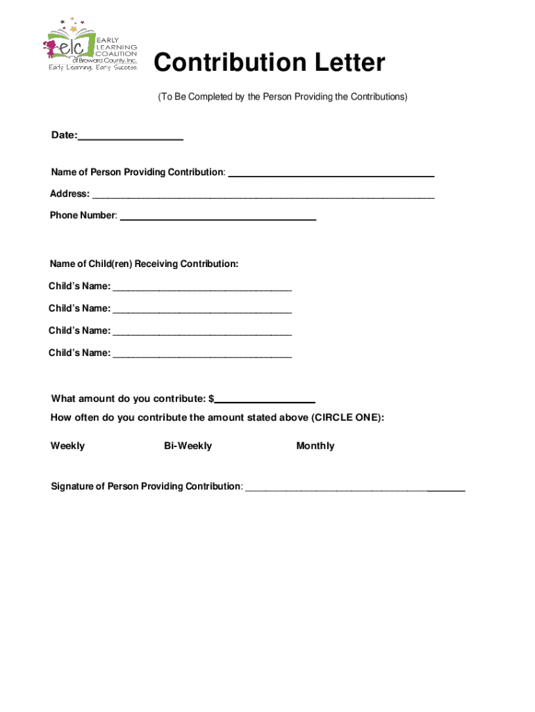 Contribution Letter - Blank Fillable Template | Fill Out, Print ...