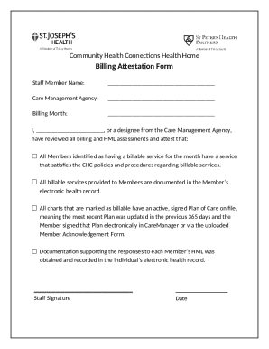 Community Health Billing Attestation Form