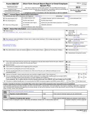 Form 5500-SF Short Form Annual Return/Report