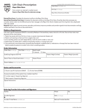 Lift Chair Prescription Form