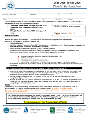Financial Aid Appeal Form