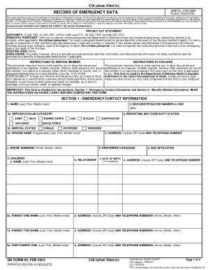 DD Form 93 Record of Emergency Data