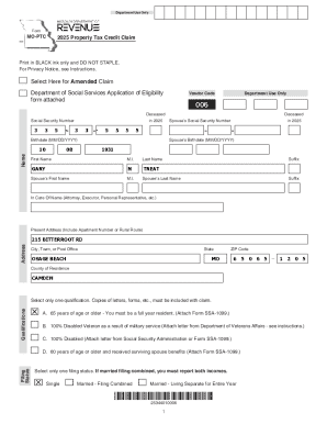 Missouri Property Tax Credit Claim Form