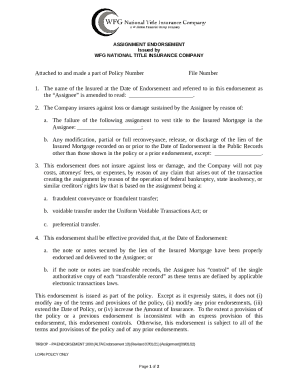 Assignment Endorsement for Title Insurance