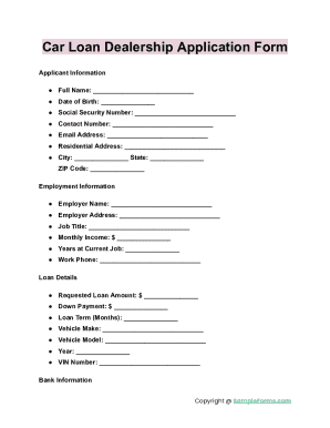 Car Loan Dealership Application Form