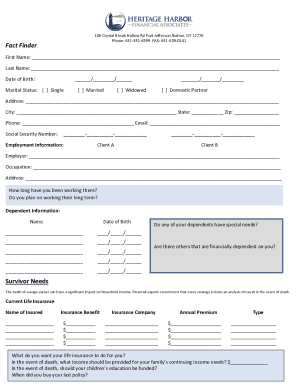 Fact Finder Financial Planning Form