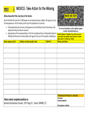 Amnesty International Missing Persons Petition