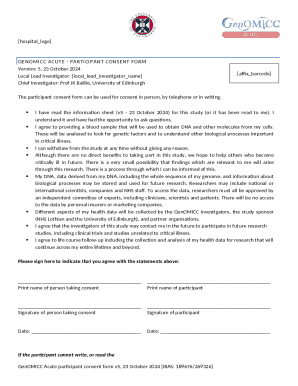 GenOMICC Acute Participant Consent Form