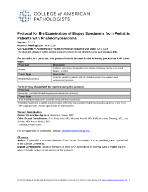 CAP Rhabdomyosarcoma Biopsy Protocol