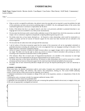 Journal Publication Undertaking