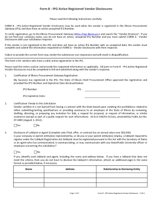 Form B - IPG Active Registered Vendor Disclosures