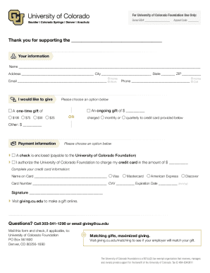 University of Colorado Foundation Donation Form
