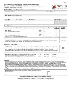 City of Auburn Flexible Spending Arrangement Enrollment Form