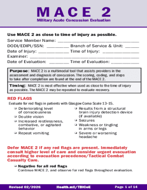 Military Acute Concussion Evaluation Form