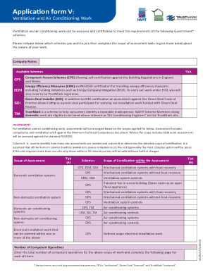 Ventilation and Air Conditioning Work Application Form