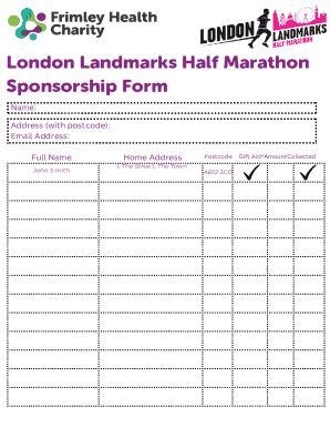 London Landmarks Half Marathon Sponsorship Form
