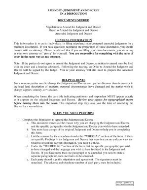 Amended Judgment and Decree for Divorce