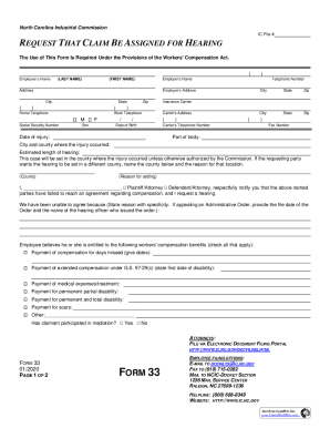 North Carolina Workers' Compensation Hearing Request