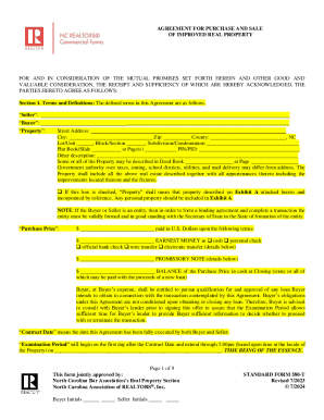 North Carolina Purchase and Sale Agreement