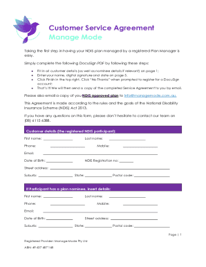 NDIS Customer Service Agreement