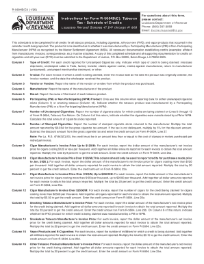 Louisiana Tobacco Tax Credit Schedule