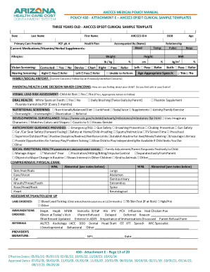 AHCCCS EPSDT Clinical Sample Template